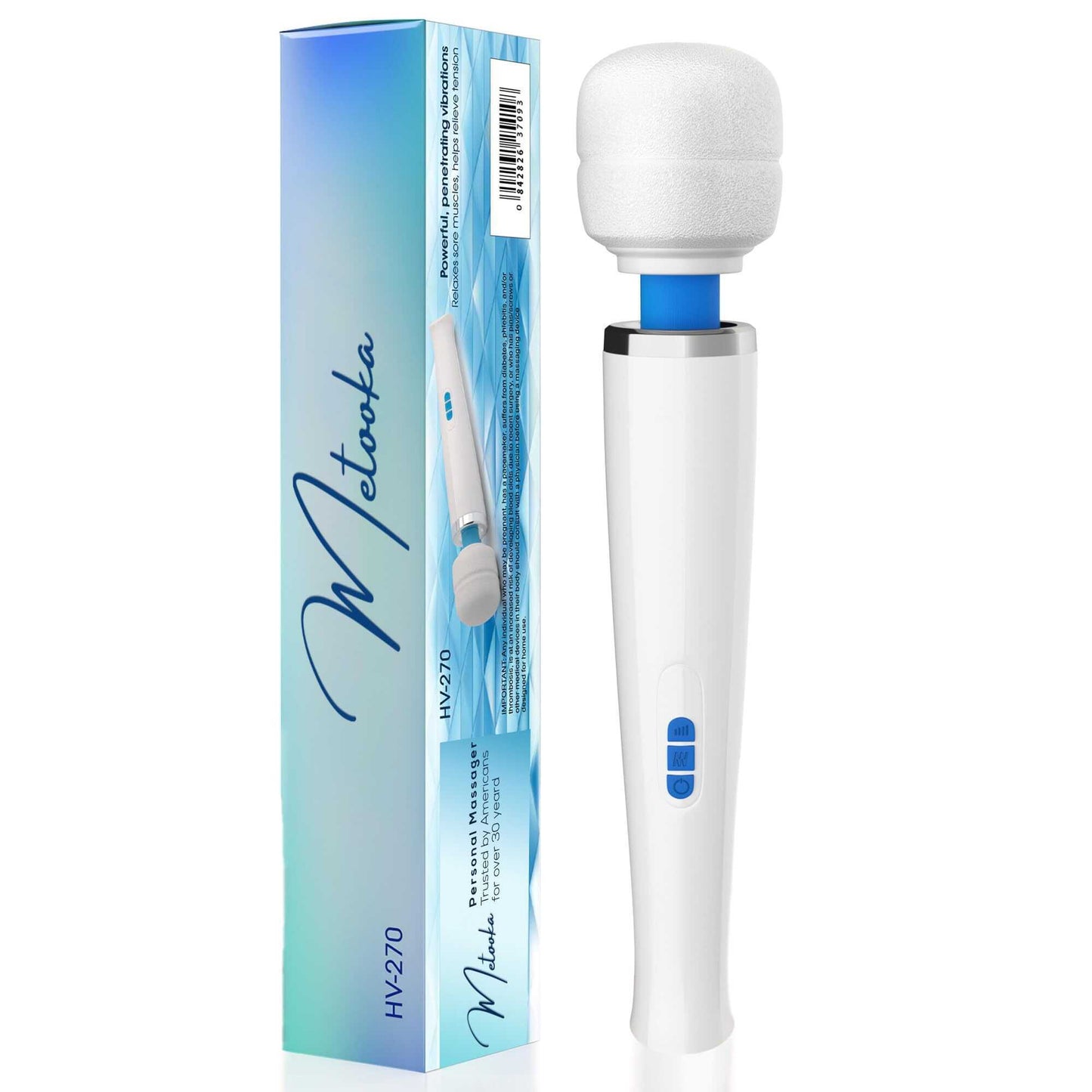 Therapeutic Personal Massager - Handheld Cordless and Powerful Wand - 8 Speeds 20 Vibrating Patterns - USB Rechargeable - Magic Recovery Effect for Women and Men, Body, Neck, Back & Shoulders (UPC: 084282637093)