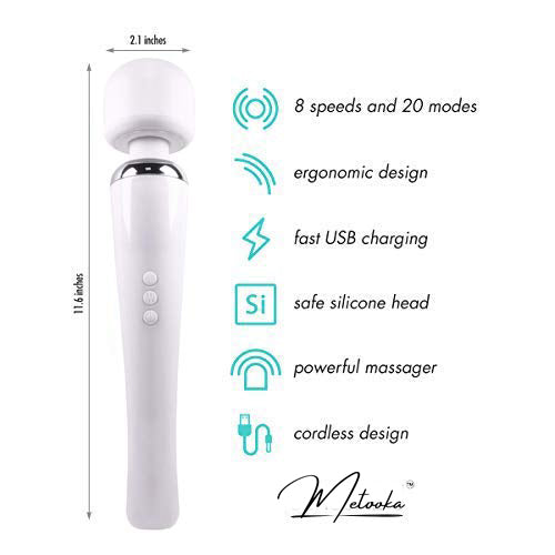 Therapeutic Personal Massager - Handheld Cordless and Powerful - 8 Speeds 20 Vibrating Patterns - USB Rechargeable - Magic Recovery Effect for Body, Neck, Back Shoulders & feet white UPC: 037203552371