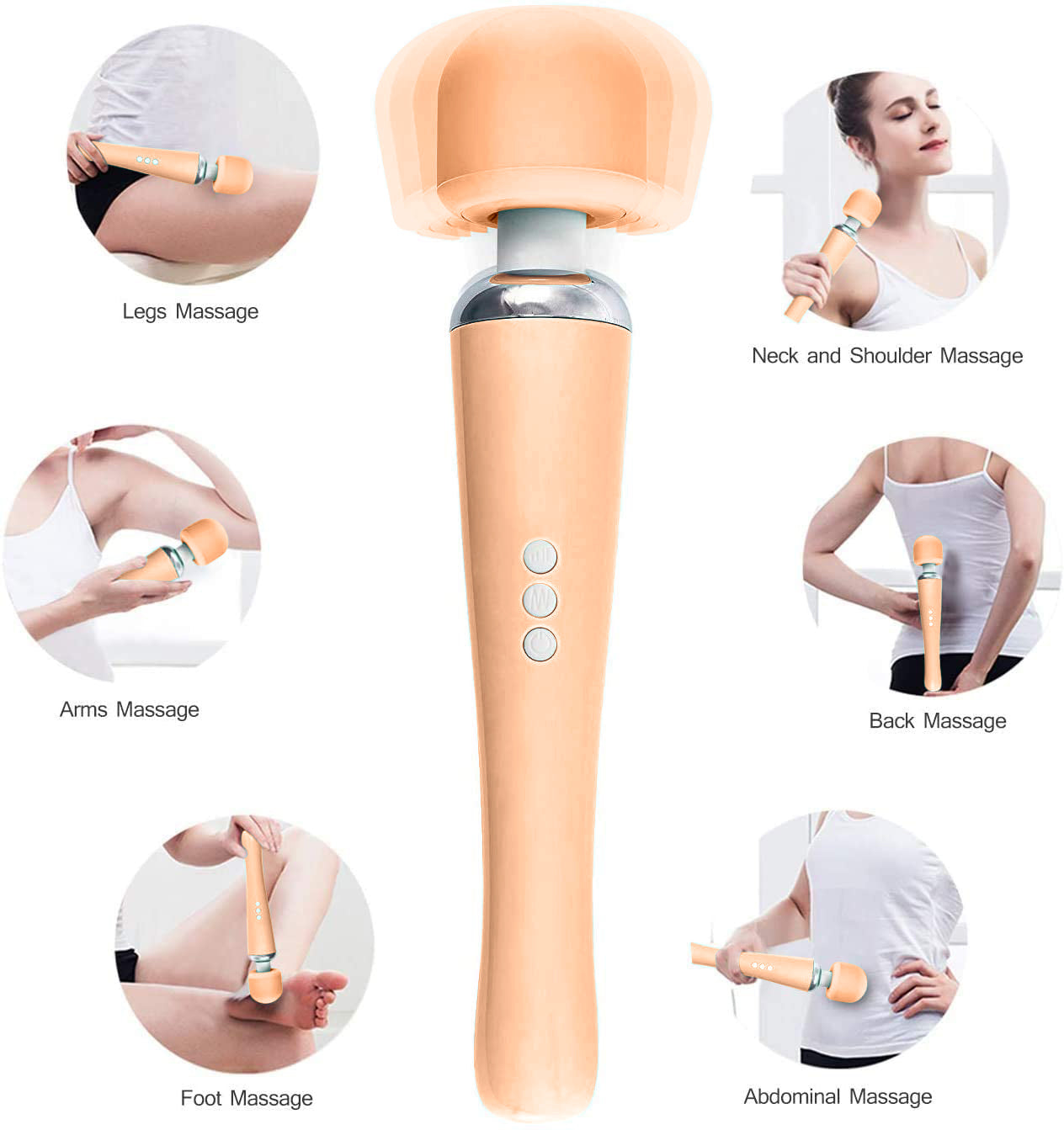 Therapeutic Personal Massager - Handheld Cordless and Powerful - 8 Speeds 20 Vibrating Patterns - USB Rechargeable - Magic Recovery Effect for Body, Neck, Back Shoulders & feet peach UPC: 037203551909