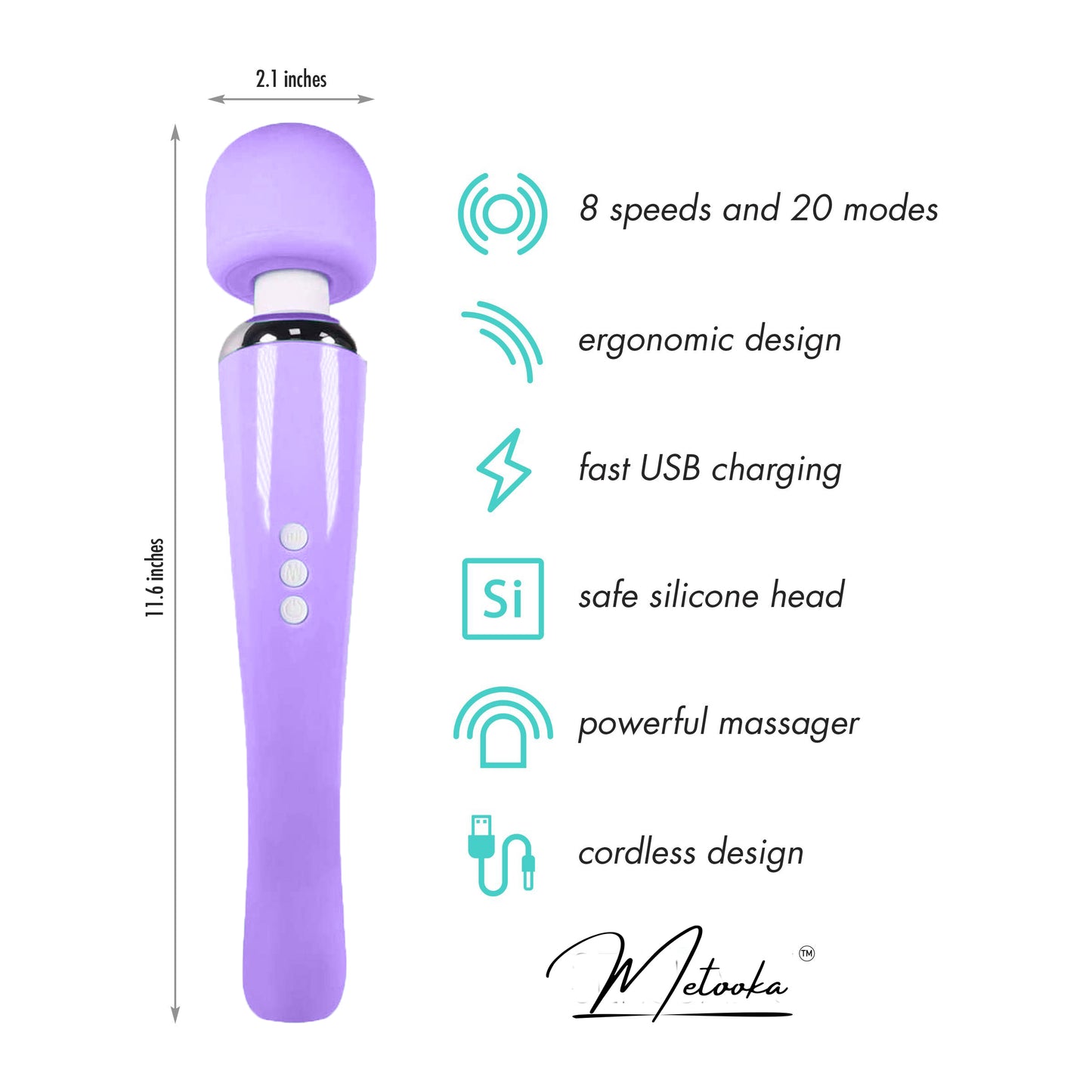 Therapeutic Personal Massager - Handheld Cordless and Powerful - 8 Speeds 20 Vibrating Patterns - USB Rechargeable - Magic Recovery Effect for Body, Neck, Back Shoulders & feet violet UPC: 037203551893