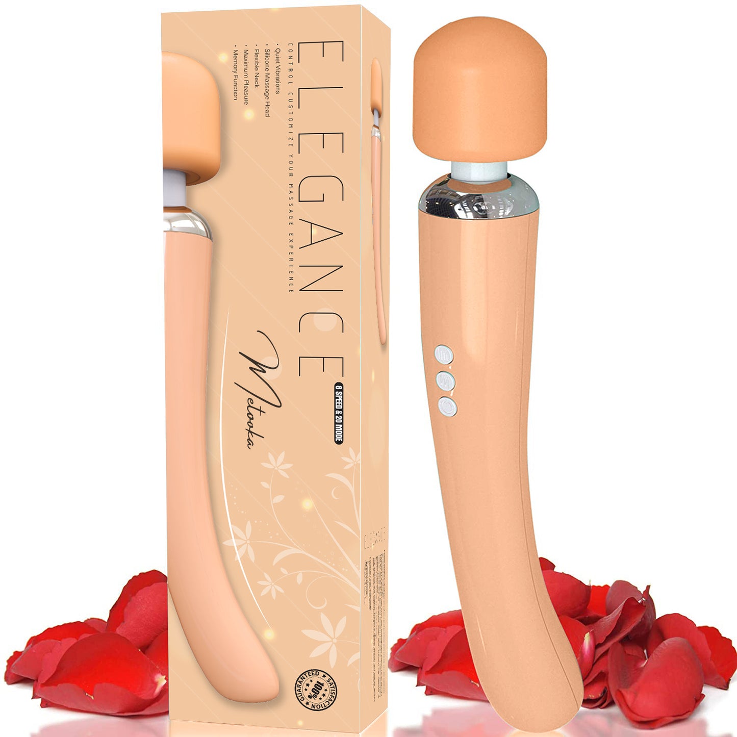 Therapeutic Personal Massager - Handheld Cordless and Powerful - 8 Speeds 20 Vibrating Patterns - USB Rechargeable - Magic Recovery Effect for Body, Neck, Back Shoulders & feet peach UPC: 037203551909